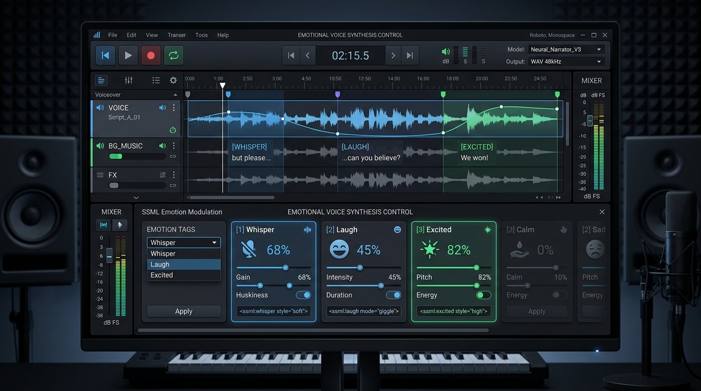 Emotional Voice Synthesis SSML Control Panel Interface
