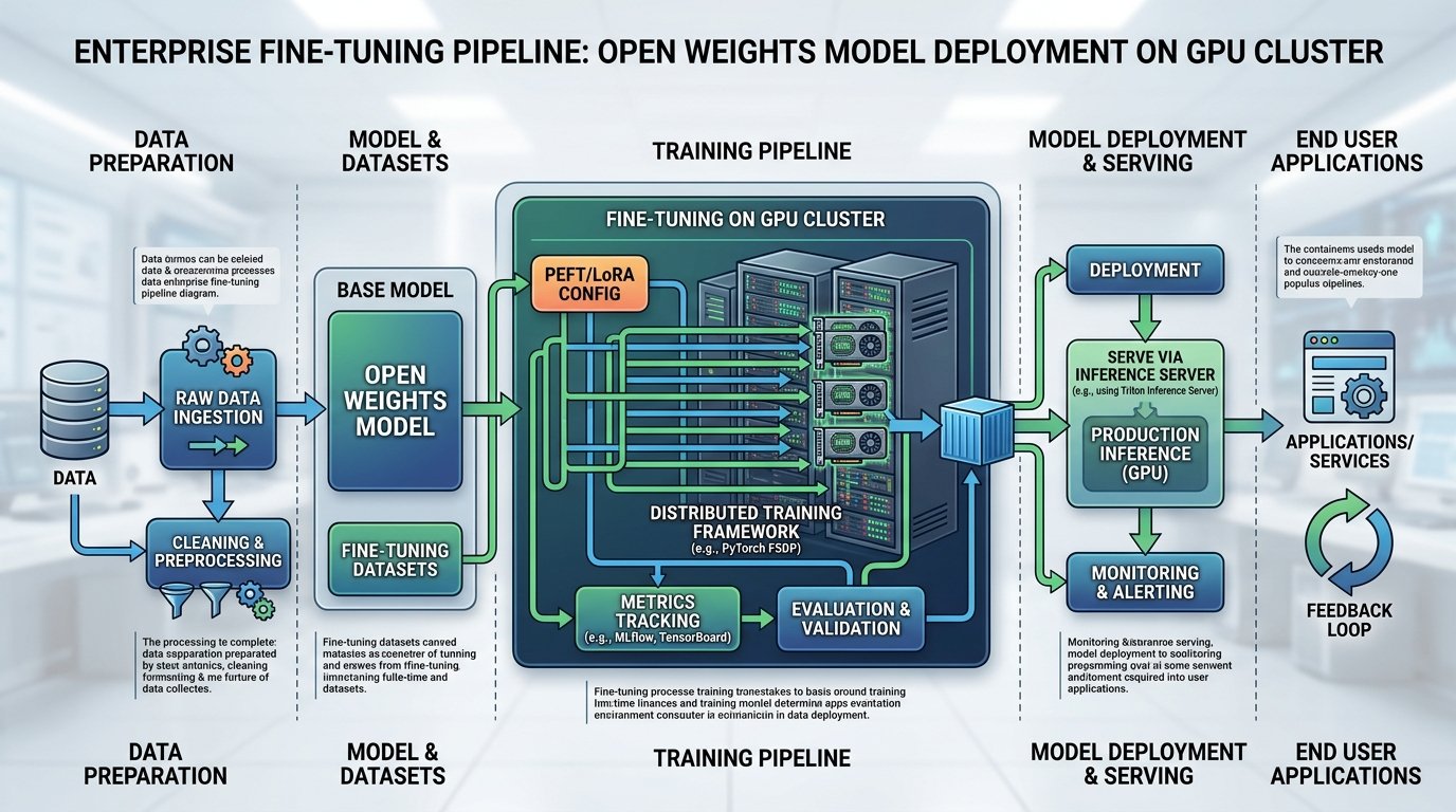 Enterprise Fine-Tuning Pipeline GPU Cluster Architecture Diagram